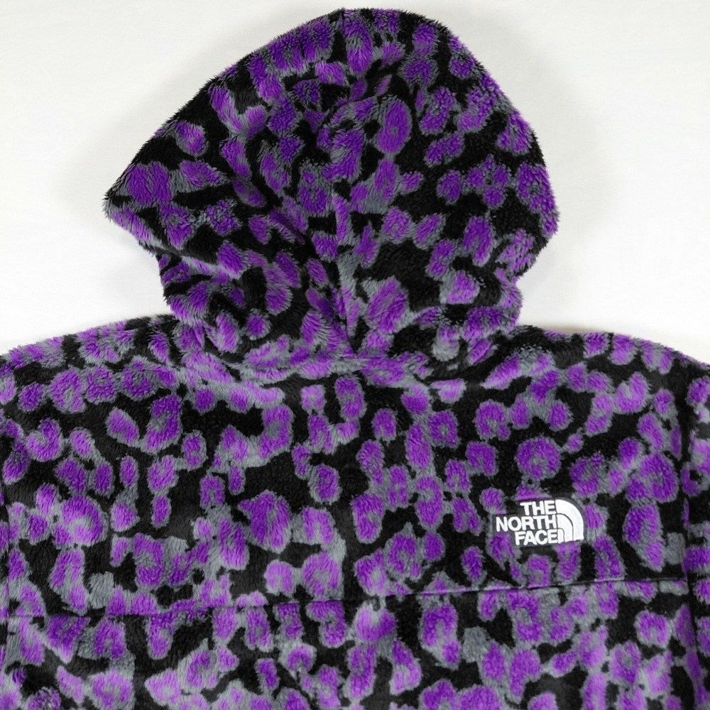 The North Face Womens Purple Leopard Print Cropped Fleece Osito Hoodie Small - Picture 8 of 14